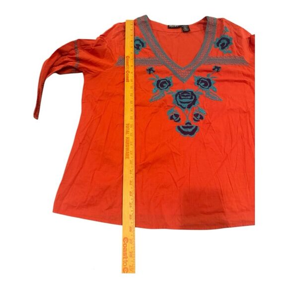 Wrangler Retro Embroidered Boho Blouse Orange Teal Floral Womens Size XXL - Picture 6 of 11